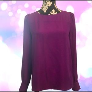 J. Crew Purple Boatneck Long Sleeve Blouse